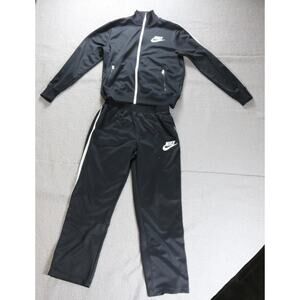 Nike Mens Tracksuit Large Black White Swoosh Warmup Suit Vintage Gray Tag